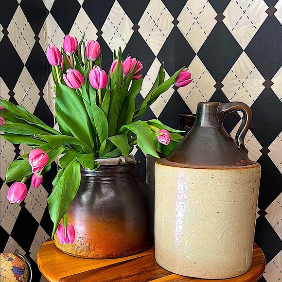 Antique Stoneware Crock Vase | Rustic Ombré Glaze | Primitive American Pottery - Picture 13 of 17